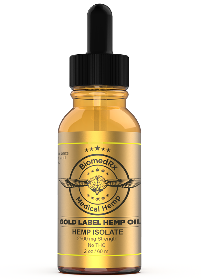 Gold Label CBD Oil 2,500mg strength bottle