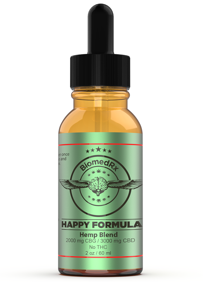 Happy Formula 2,000mg CBG and 3,000mg CBD blend bottle